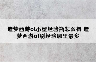 造梦西游ol小型经验瓶怎么得 造梦西游ol刷经验哪里最多